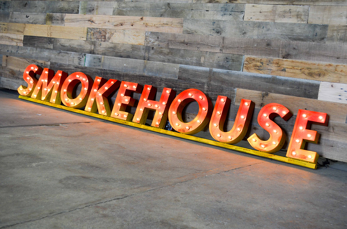 Smokehouse red and yellow gradient marquee letters