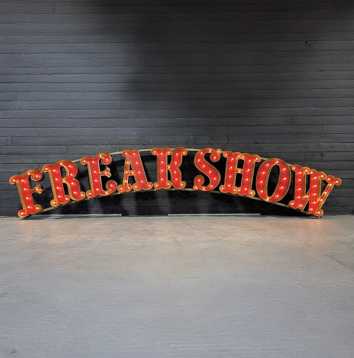 Custom metal marquee wall art spelling FREAKSHOW