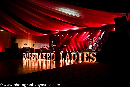 Barenaked Ladies concert stage featuring large illuminated marquee letters from Vintage Marquee Lights