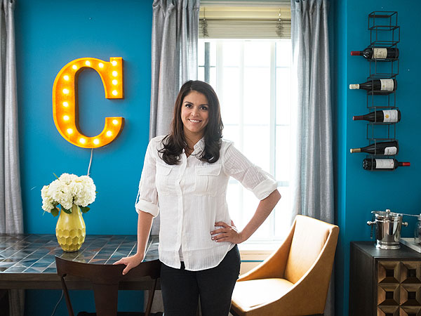 SNL cast member Cecily Strong with her custom C marquee letter from Vintage Marquee Lights